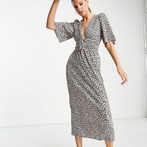 Asos Tall Black and Pink Rose Dress